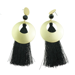 Black O Tassel Earrings