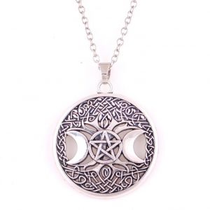 Triple Moon Necklace w/pentacle Wiccan